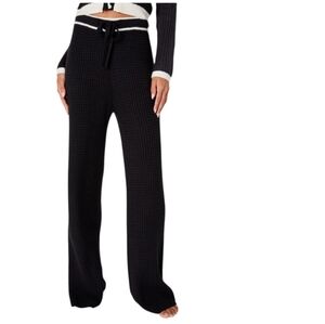 Lulus Black Knit Wide Leg Pants | Size M